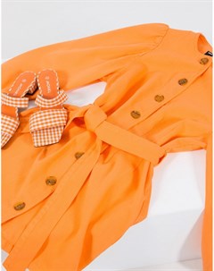 Оранжевое джинсовое платье с пышными рукавами и поясом Asos design
