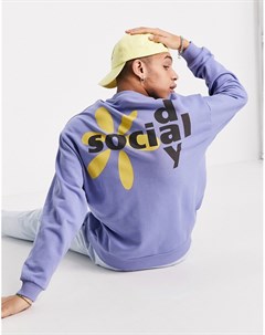 Синий свитшот в стиле oversized с графическим принтом логотипа на спинке ASOS Daysocial Asos design