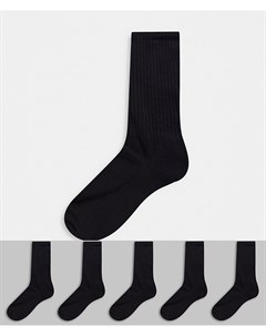 Набор из 5 пар спортивных черных носков с подошвой из махровой ткани Asos design