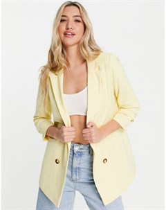 Двубортный пиджак лимонного цвета Miss selfridge