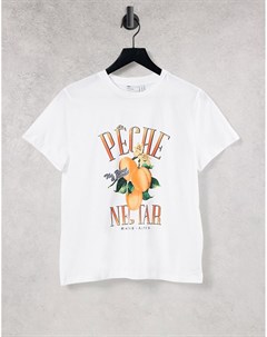 Свободная белая футболка с принтом в стиле открытки с надписью Peach Nectar Asos design