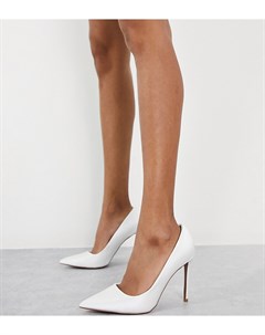 Белые туфли лодочки для широкой стопы на высоком каблуке с острым носком Penza Asos design
