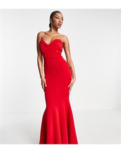 Ярко красное платье макси с юбкой годе и вырезом сердечком ASOS DESIGN Tall Asos tall