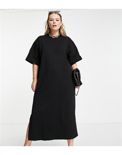 Платье футболка мидакси из трикотажа черного цвета ASOS DESIGN Curve Edit Asos curve