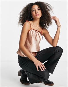 Атласный топ в стиле колор блок Topshop