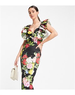 Платье футляр миди с оборками чашечками и цветочным принтом ASOS DESIGN Tall Asos tall
