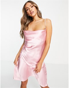 Розовая атласная ночная сорочка со свободным воротом Vero moda