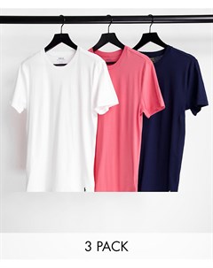 Набор из 3 футболок для дома темно синего белого и розового цвета с логотипом Polo ralph lauren