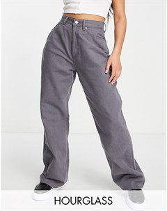 Выбеленные серые брюки с широкими штанинами в винтажном стиле Hourglass Asos design