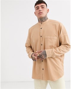 Длинная фактурная oversize рубашка коричневого цвета Asos design
