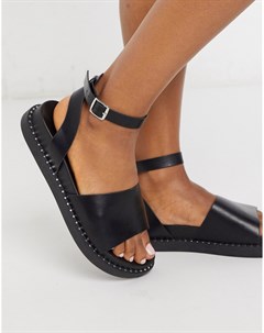 Черные сандалии на плоской подошве Glamorous