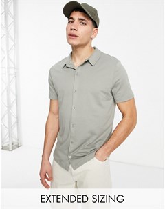 Трикотажная рубашка на пуговицах цвета хаки Asos design