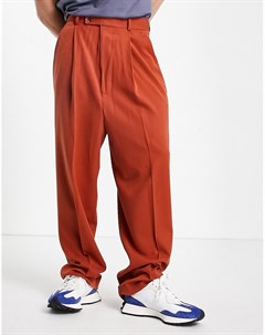 Строгие широкие брюки рыжего цвета с завышенной талией Asos design