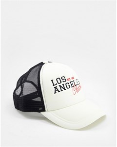 Черно белая кепка с вышивкой названия города Asos design