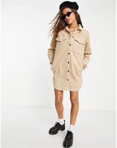 Джинсовая куртка в стиле oversized бежевого цвета от комплекта Object