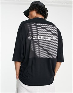 Черная oversized футболка с принтом фотографии на спине ASOS Dark Future Asos design