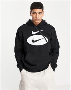 Худи черного цвета с крупным логотипом на груди Swoosh Nike