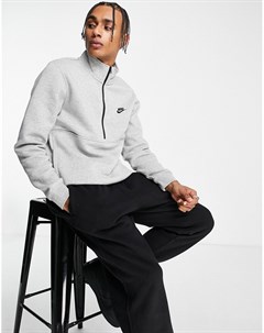 Серый флисовый свитшот с короткой молнией Club Nike