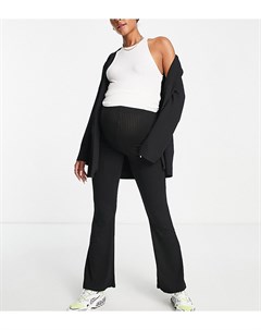 Черные расклешенные брюки в рубчик с посадкой над животом ASOS DESIGN Maternity Asos maternity