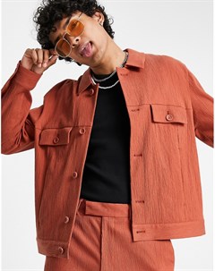Рыжая строгая куртка из жатой ткани от комплекта Asos design