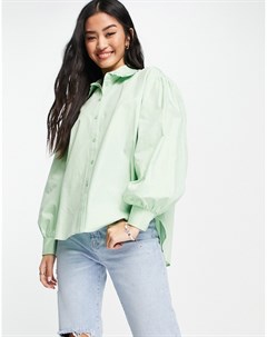Шалфейно зеленая поплиновая рубашка в стиле oversized Miss selfridge