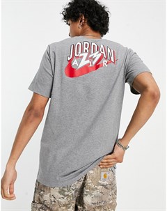 Серая футболка с логотипом галочкой Nike 23 Jordan
