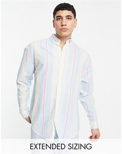 Oversized рубашка из льна в полоску пастельных цветов в стиле 90 х Asos design