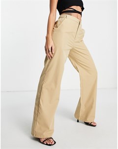 Бежевые брюки с завышенной талией и широкими штанинами от комплекта Missy Empire Missyempire