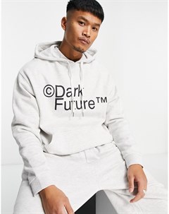 Oversized худи белого меланжевого цвета с принтом логотипа на груди от комплекта ASOS Dark Future Asos design