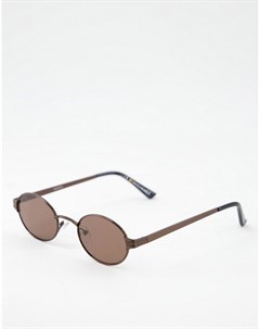 Солнцезащитные очки в овальной коричневой оправе с коричневыми стеклами в стиле 90 х Asos design