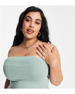 Кроп топ бандо цвета хаки из органического хлопка ASOS DESIGN Curve Ultimate Asos curve