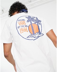 Белая футболка с принтом острова с пальмами на спине Vans
