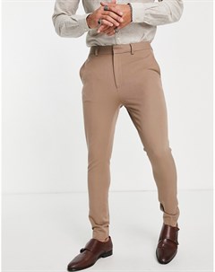 Бежевые супероблегающие брюки Asos design