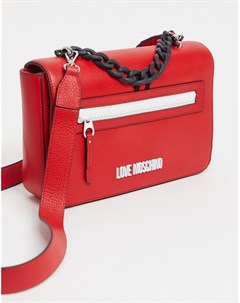 Красная сумка на плечо с логотипом Love moschino