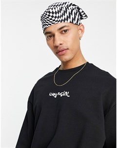 Черный oversized свитшот с принтом логотипа на груди ASOS Daysocial Asos design