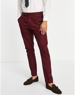 Бордовые облегающие брюки из смесового льна Asos design