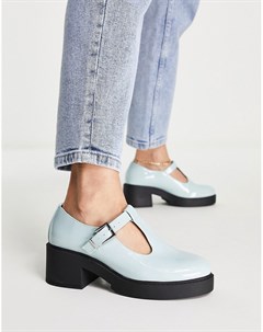 Голубые туфли на массивном каблуке средней высоты в стиле Мэри Джейн Stealth Asos design