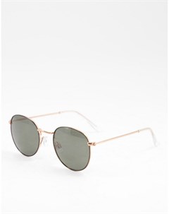 Круглые солнцезащитные очки в металлической черно золотистой оправе Asos design