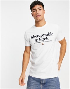 Белая футболка с логотипом на груди Abercrombie & fitch