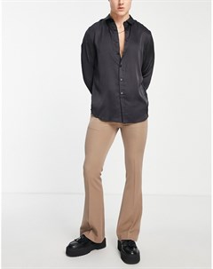 Светло бежевые строгие расклешенные брюки зауженного кроя Asos design