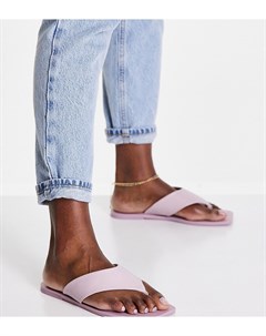 Сиреневые сандалии для широкой стопы на плоской подошве с перемычкой между пальцами Wide Fit Fig Asos design