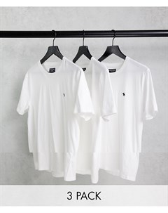 Набор из 3 футболок белого цвета с логотипом Abercrombie & fitch