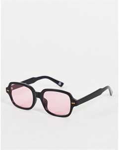 Квадратные солнцезащитные очки с черной оправой и розовыми линзами Asos design