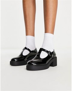 Черные туфли на массивном каблуке средней высоты в стиле Мэри Джейн Stealth Asos design