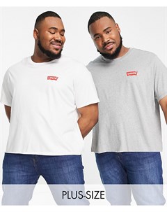 Набор из 2 футболок белого и серого цветов с маленьким логотипом Big Tall Levi's®