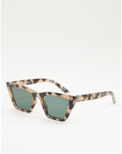 Остроугольные солнцезащитные очки в прямоугольной черепаховой оправе кошачий глаз молочного цвета с  Asos design
