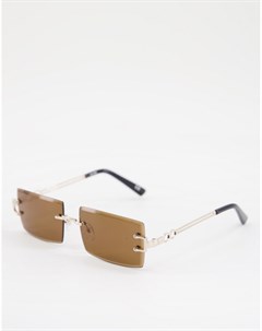 Коричневые солнцезащитные очки квадратной формы без оправы с отделкой на заушниках Asos design