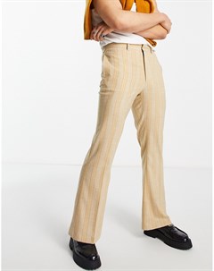 Расклешенные строгие брюки персикового цвета в полоску в тон Asos design
