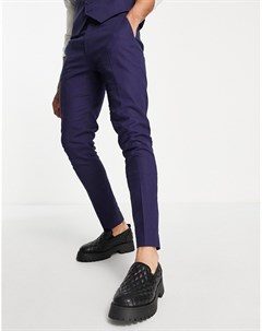Зауженные льняные брюки темно синего цвета Asos design