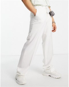 Строгие белые брюки широкого кроя с поясом на шнурке Asos design